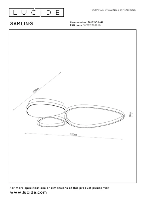 Lucide SAMLING - Flush ceiling light - LED Dim. - CCT - 1x30W 2700K/4000K - Taupe - technical